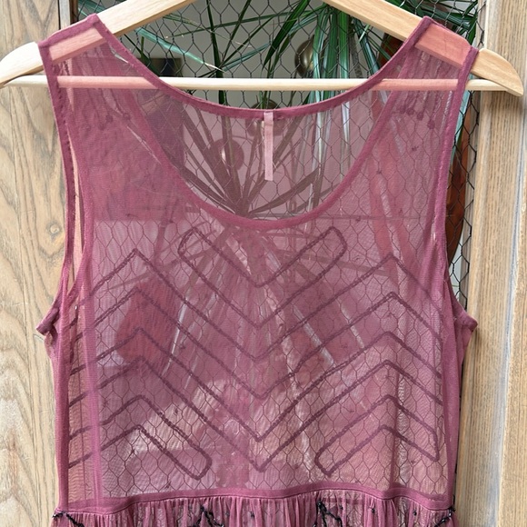 Free People Sheer Mesh Beaded Embellished Mini Slip Dress - Picture 12 of 16